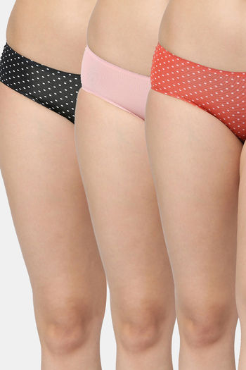 Buy Red Rose Medium Rise Full Coverage Hipster Panty (Pack of 3) - Multicolor